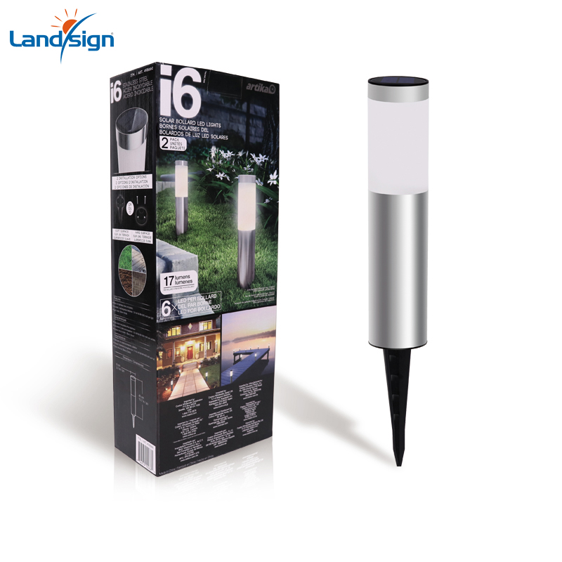 Solar Stainless Steel Lawn Bollard Light